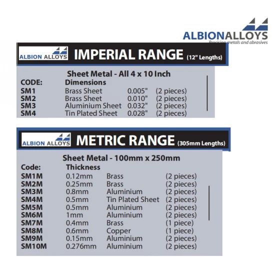 Metric Range - Brass Sheet #Thickness 0.12mm, 100mm x 250mm, L: 305mm (2pcs)