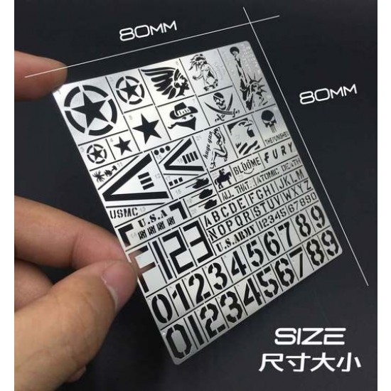 WWII/Modern US Army AFV Stencil (Masking) for 1/32, 1/35 Scale Models (80x90mm)