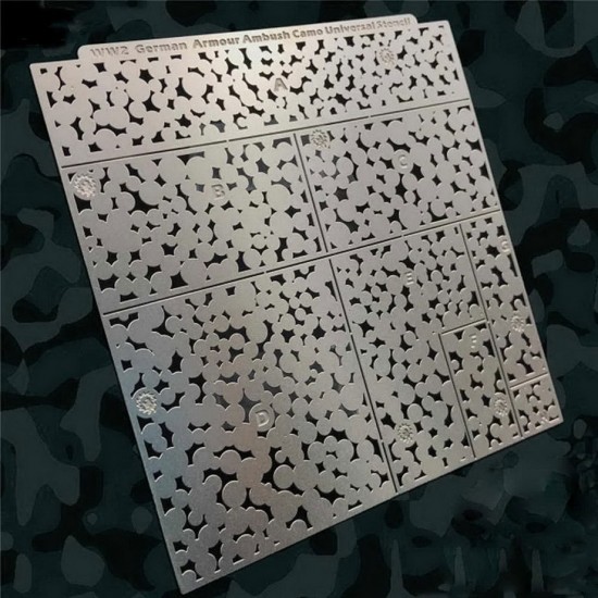WWII German Forest Ambush Camouflage (Style A) Stencil (Masking) for 1/32, 1/35 Scale Models (80x80mm)