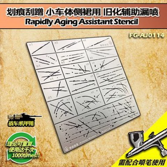 Rapidly Aging Assistant Stencil (Airbrush Masking) for 1/32, 1/35, 1/100 Models #114