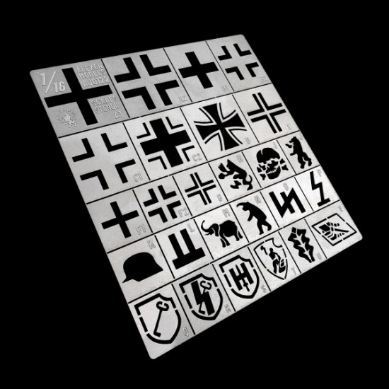 1/16, 1/18 German Cross and Insignia Masking Stencil
