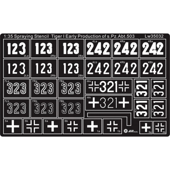 Painting Stencils - 1/35 WWII German Tiger I Early Production of s.Pz.Abt.503