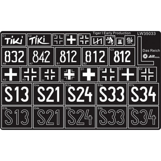 Painting Stencils - 1/35 WWII German Tiger I[Early] of 2.SS Pz.Div Das Reich