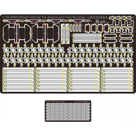 1/35 WWII Allied Vehicle Tie-Downs & Tool Buckles