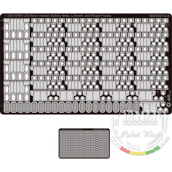 1/350 WWII US Navy Liferafts, Safety Nets and Rope Floats