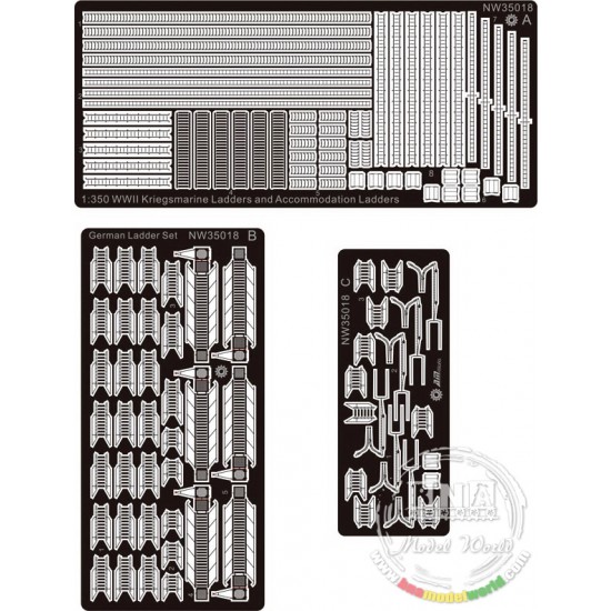 1/350 WWII Kriegsmarine Ladders and Accommodation Ladders