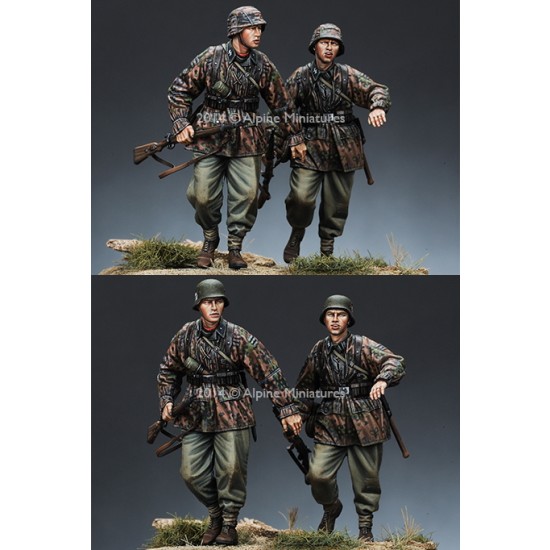 1/35 WWII German WSS Infantry Set (2 Figures, Each w/2 Different Heads)