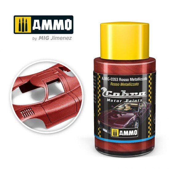 Cobra Motor Acrylic Paint - Rosso Metallizzato (30ml) for Ferrari 430, 458