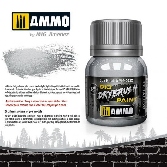 DIO Drybrush Acrylic Paint - Gun Metal (40ml)