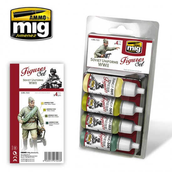 Acrylic Paint Set for Figures - WWII Soviet Uniforms (4x 17ml)