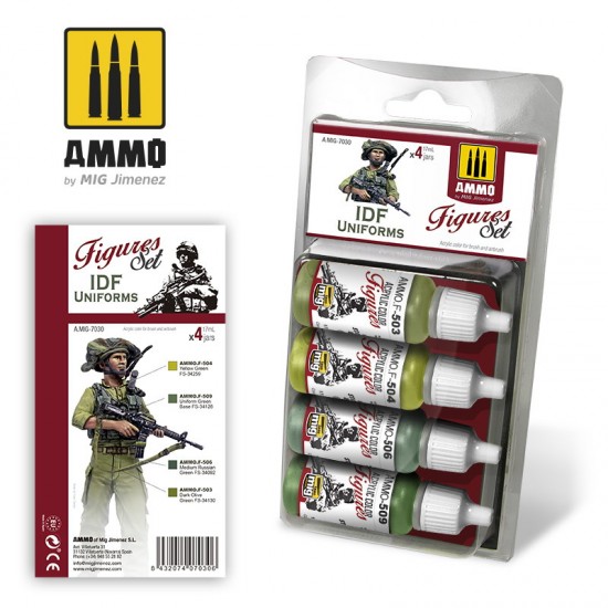 Acrylic Paint Set for Figures - IDF Uniforms (4x 17ml)