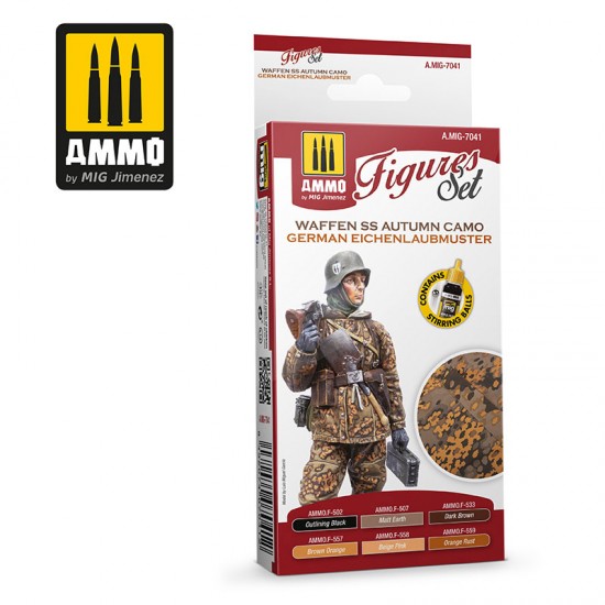 Acrylic Paint Set - Waffen SS Autumn Camo German Einchenlaubmuster (6x 17ml)