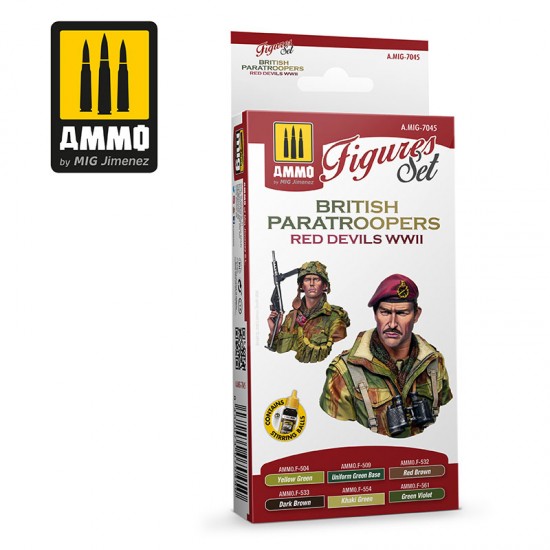 Acrylic Paints Set for Figures - WWII British Paratroopers Red Devils (6 jar x 17ml)