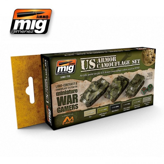 WWII Wargame US Armour Colour Set (17ml x 6)