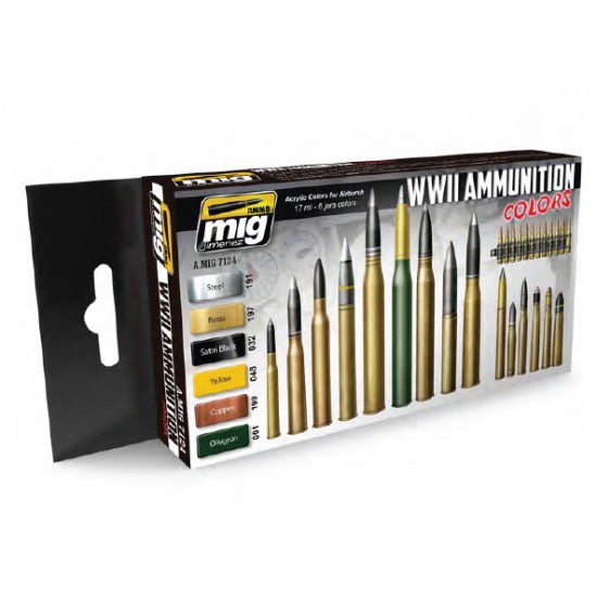 Acrylic Paint Set - WWII Ammunition Colours (17ml x 6)