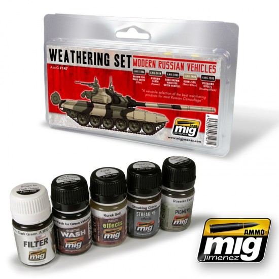 Modern Russian Vehicles Weathering Set (3x Enamel Colours & 1x Filter & 1x Pigment)