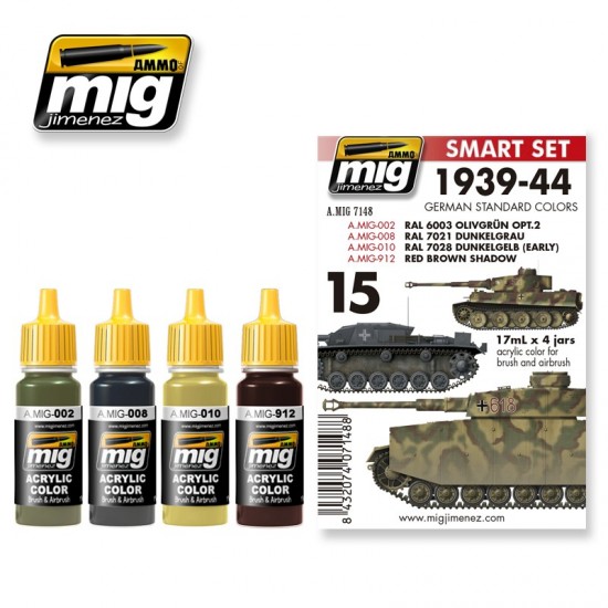 Smart Acrylic Paint Set - German Standard Colours 1939-1944 (17ml x 4)