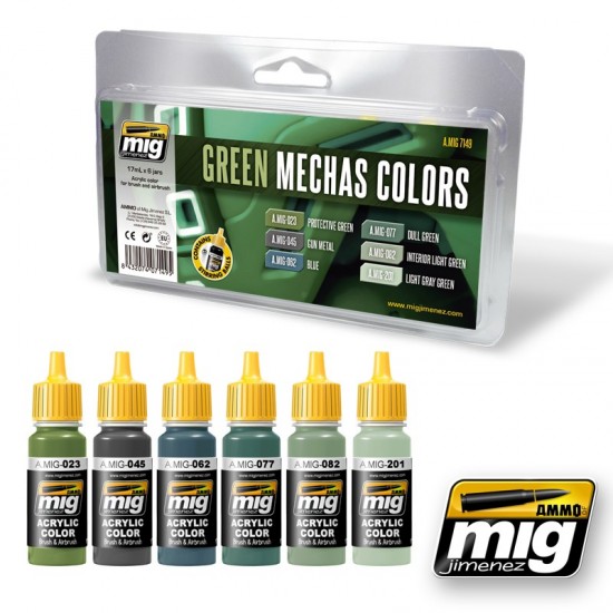 Acrylic Paint Set - Green Mechas Colours Set (17ml x 6)