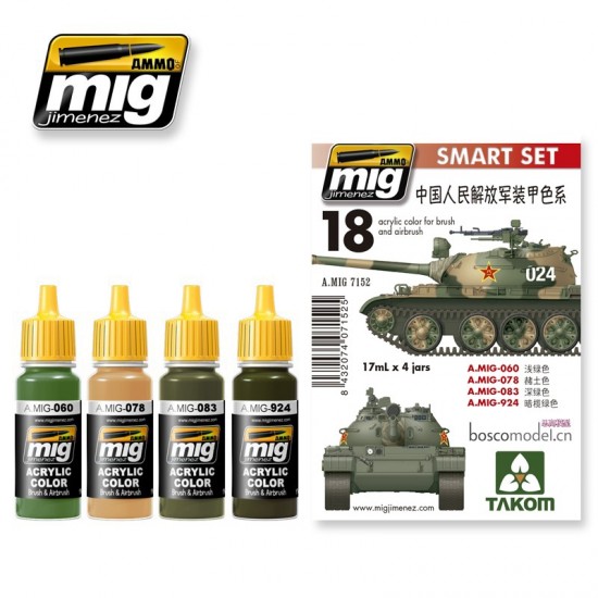 Acrylic Paint Set - PLA (Chinese People's Liberation Army) Colours (4x 17ml)