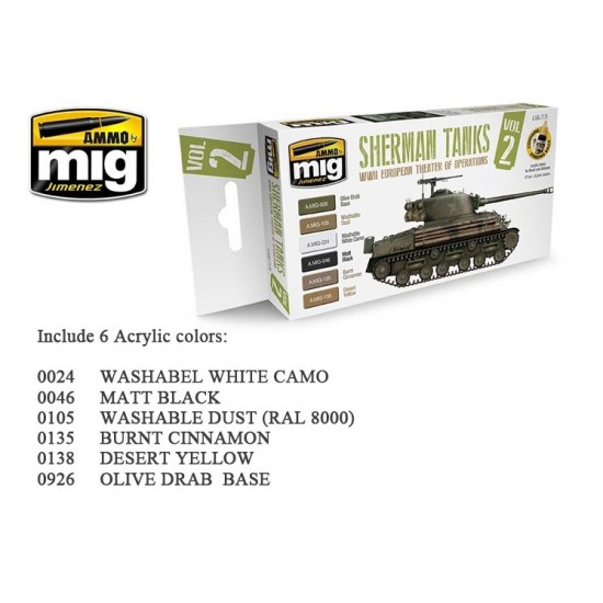 WWII European Theatre of Operations Sherman Tanks Colour Set (17ml x 6)