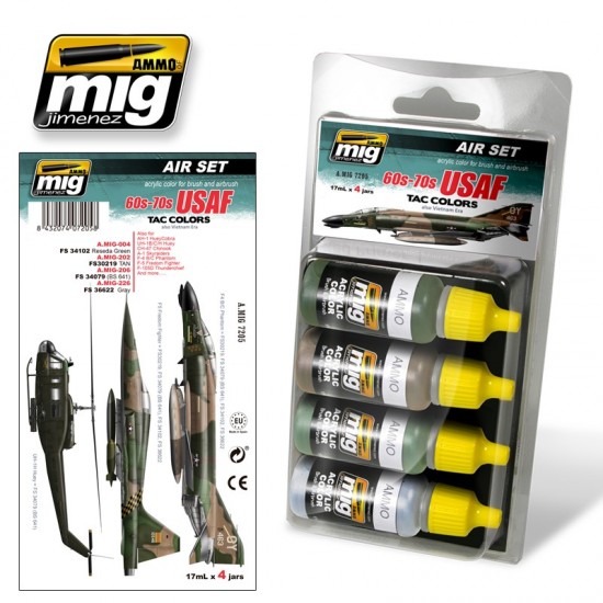 Acrylic Paint set - 60s-70s USAF TAC Colours (Also Vietnam Era) (17ml x 4)