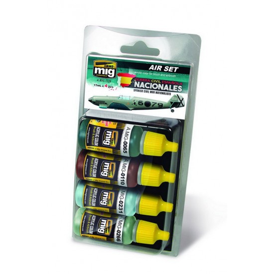 Acrylic Paint Set for Aircrafts - Spanish Civil War Nationalists Aircrafts (4 x 17ml)