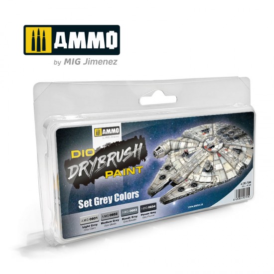 DIO Drybrush Acrylic Paints set - Grey (4 colours in 40mL jars)
