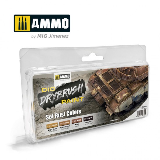DIO Drybrush Acrylic Paints set - Rust (4 colours in 40mL jars)