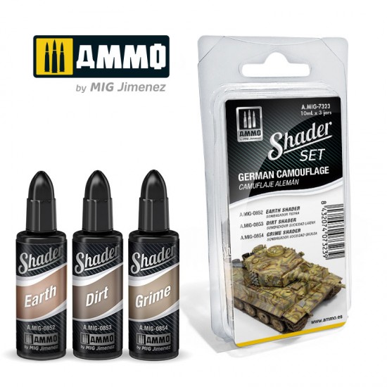 AMMO Shaders Acrylic Paints set - German Camouflage (3 colours in 10mL jars)