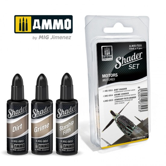 AMMO Shaders Acrylic Paints set - Motors (3 colours in 10mL jars)