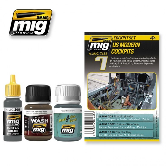 Painting & Weathering Set - Modern US Cockpits (17ml x 1, 35ml x 2)