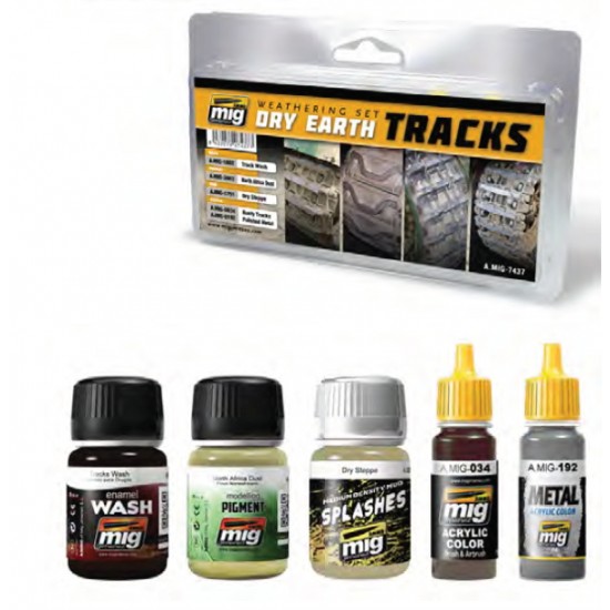 Painting & Weathering Set - Dry Earth Tracks (17ml x 2, 35ml x 3)