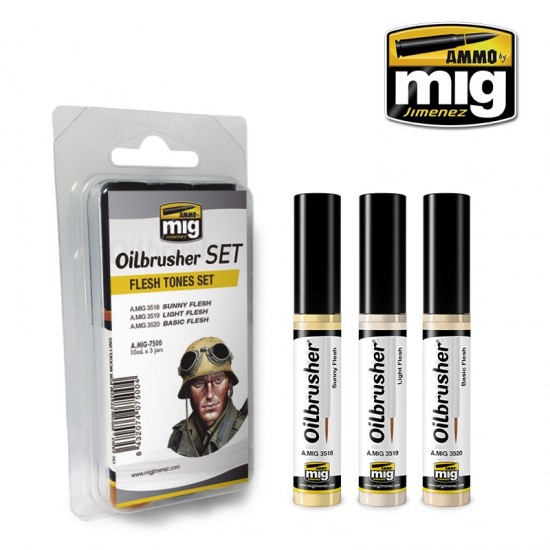 Oilbrushers Set - Flesh Tones (3 Oil paints with fine brush applicators)