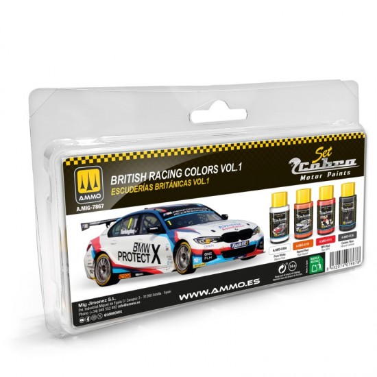 Cobra Motor Acrylic Paint set - British Racing Colours Vol.1 (4 jars, each 30ml)