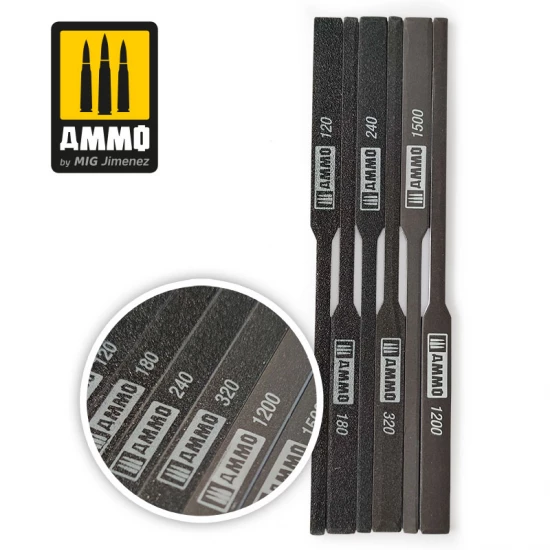 Tapered Sanding Sticks (6pcs, grits: 120, 180, 240, 320, 1200, 1500)