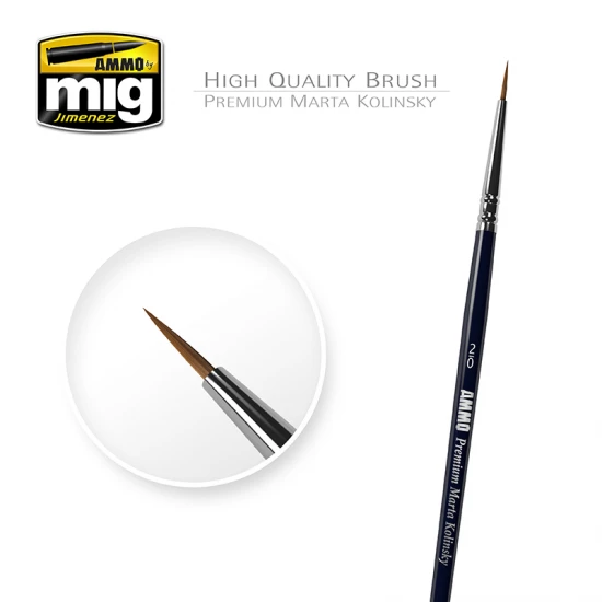 Premium Marta Kolinsky Round Brush Size 2/0