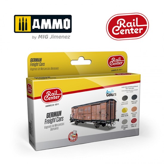 Rail Center Acrylic Colours Set - German Freight Cars (6x 15ml)