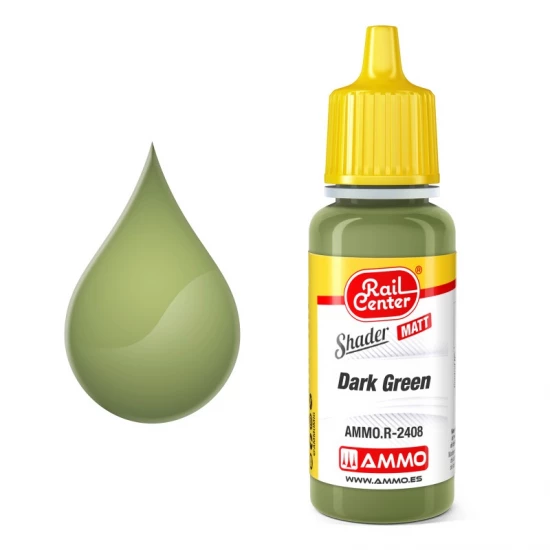 Rail Center Matt Shader Dark Green (17ml, acrylic-based, matt, high-flow, translucent) 