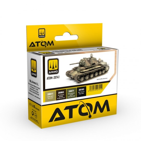 Acrylic Paints set - ATOM #WWII Soviet Vehicles Camouflage Colours (4 jars, each: 20mL)