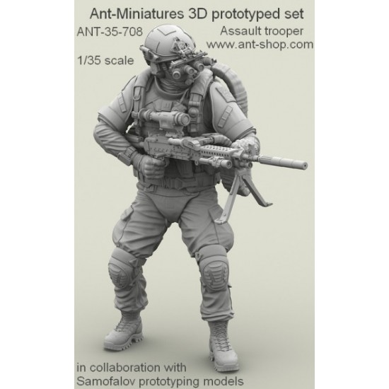 1/35 Assault Trooper with M240L Machine Gun and MICO Pack Ammo Can