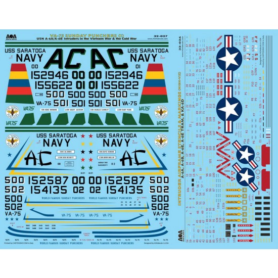 1/32 VA-75 Sunday Punchers #1 - A-6A/E Intruders Vietnam War & Cold War for Trumpeter A-6