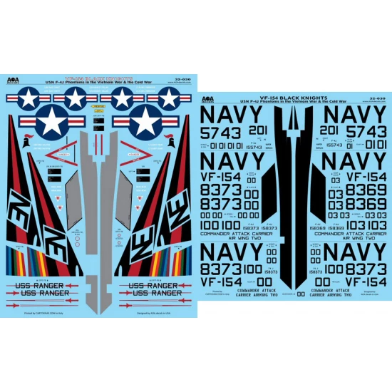 1/32 VF-154 Black Knights - USN F-4J Phantoms in Vietnam War & Cold War for Tamiya kits