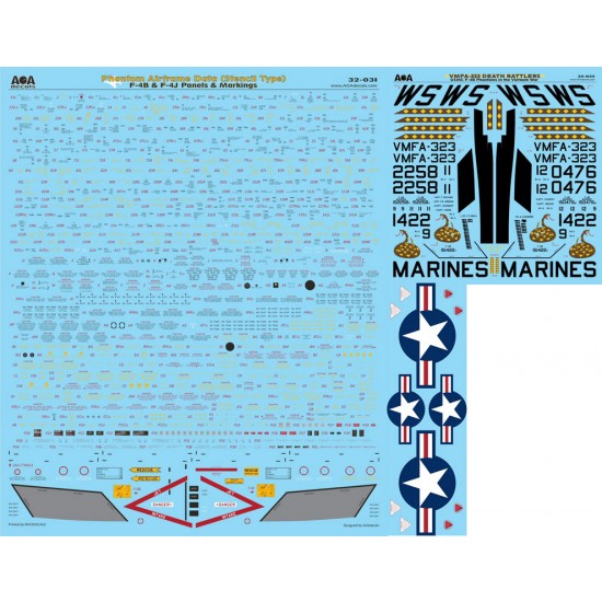 1/32 VMFA-323 Death Rattlers - USMC F-4B Phantoms in Vietnam War for Tamiya F-4 kits