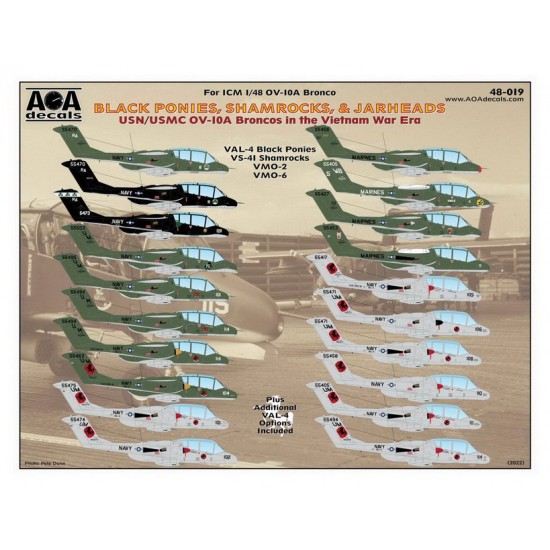 1/48 Vietnam War USN/MC OV-10A Broncos Black Ponies, Shamrocks & Jarheads for ICM kits