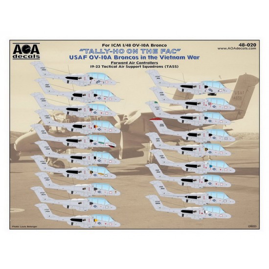1/48 Vietnam War USAF OV-10A Broncos "Tally-Ho on the FAC" Decals for ICM kits