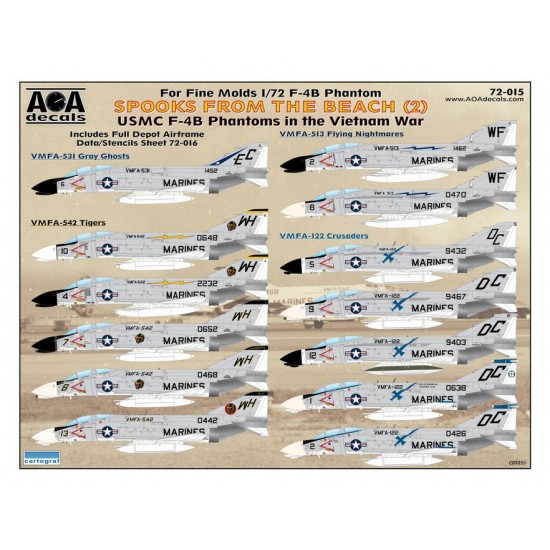 1/72 Spooks from the Beach Decal Vol.2 - USMC F-4B Phantoms in the Vietnam War for Fine Molds