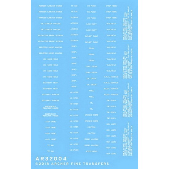 1/32 Generic US Aircraft Data (stencil style - white, dry transfers)