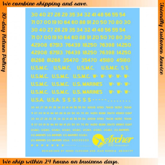 1/35 Non-stencil US Registration Codes (Yellow)