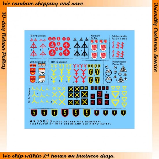 1/35, 1/48, 1/72 German Heer Division Insignias (Yellow) Vol.IV