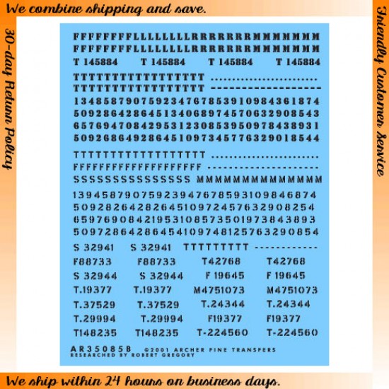 1/35 Stencil Style British War Department Numbers (Black)